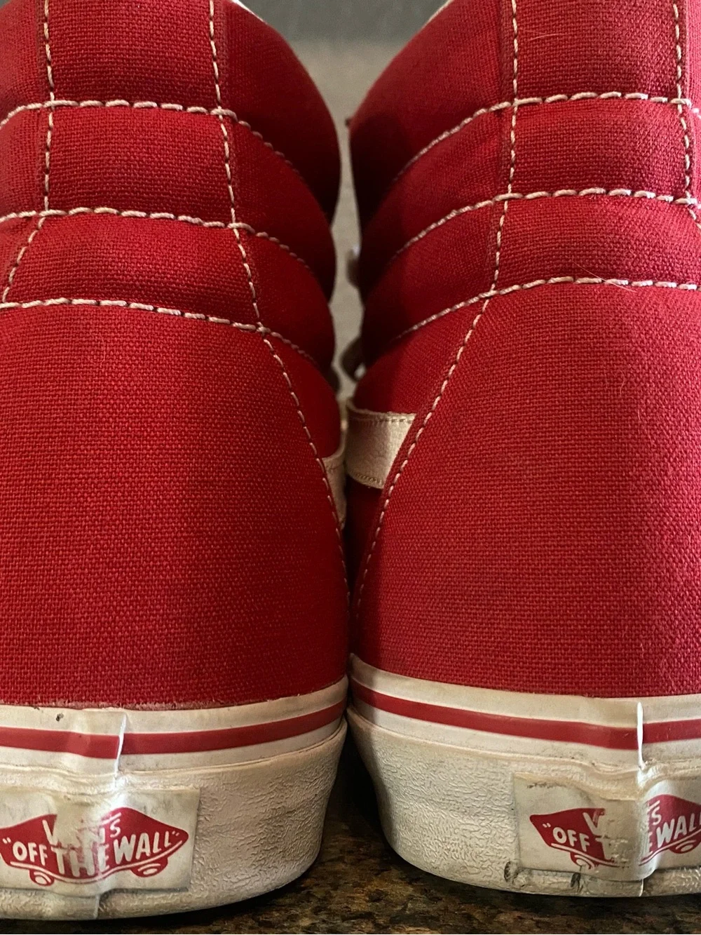 Vans Red High-Top Canvas Sneakers with White Laces